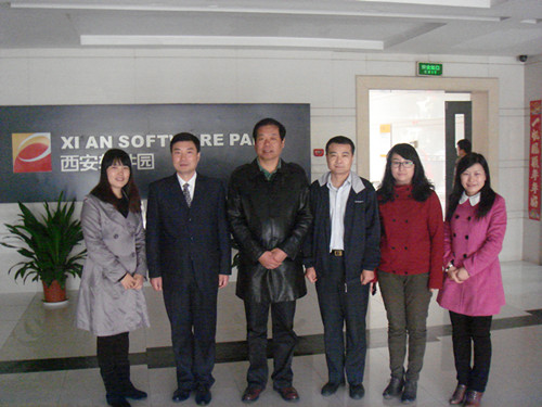 公司领导一行与西安软件园负责人员合影